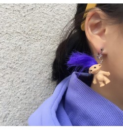 Lovely Ugly Doll Dangle Earrings, Cute Ugly Doll with Colorful Hair Drop Earrings for Women Men Funny Jewelry Gift Purple $6....