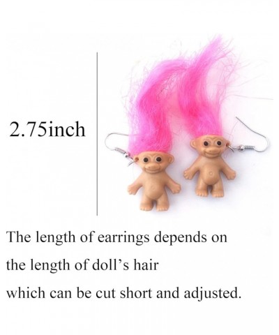 Lovely Ugly Doll Dangle Earrings, Cute Ugly Doll with Colorful Hair Drop Earrings for Women Men Funny Jewelry Gift Purple $6....