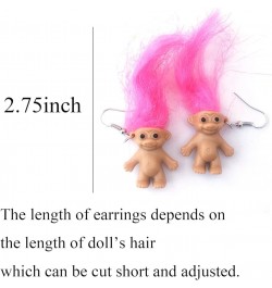 Lovely Ugly Doll Dangle Earrings, Cute Ugly Doll with Colorful Hair Drop Earrings for Women Men Funny Jewelry Gift Purple $6....