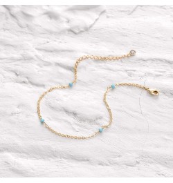 Simple Gold Chain Anklet,14k Gold/Silver Plated Dainty Disc Evil Eye Summer Beach Ankle Bracelet Jewelry for Women Bead-Turqu...