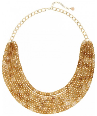 Exaggerated Layered Long Acrylic beads Necklace Fashion 6 Layer Oval Link Chain Necklace Wome Light Brown $9.68 Necklaces