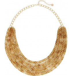 Exaggerated Layered Long Acrylic beads Necklace Fashion 6 Layer Oval Link Chain Necklace Wome Light Brown $9.68 Necklaces