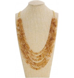 Exaggerated Layered Long Acrylic beads Necklace Fashion 6 Layer Oval Link Chain Necklace Wome Light Brown $9.68 Necklaces