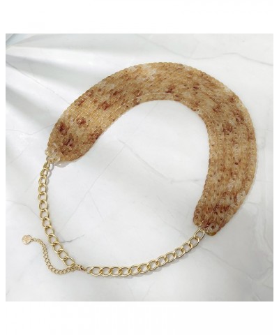 Exaggerated Layered Long Acrylic beads Necklace Fashion 6 Layer Oval Link Chain Necklace Wome Light Brown $9.68 Necklaces