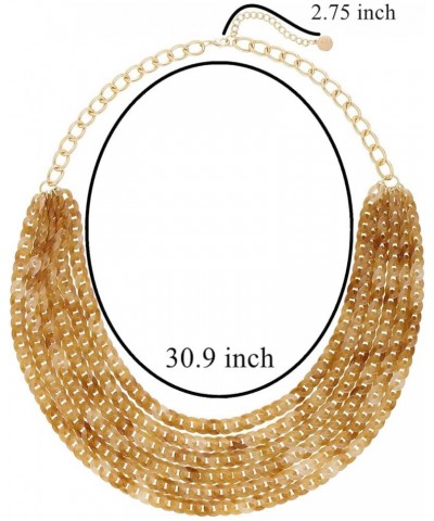 Exaggerated Layered Long Acrylic beads Necklace Fashion 6 Layer Oval Link Chain Necklace Wome Light Brown $9.68 Necklaces