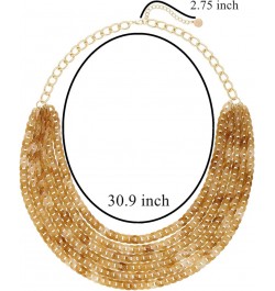 Exaggerated Layered Long Acrylic beads Necklace Fashion 6 Layer Oval Link Chain Necklace Wome Light Brown $9.68 Necklaces