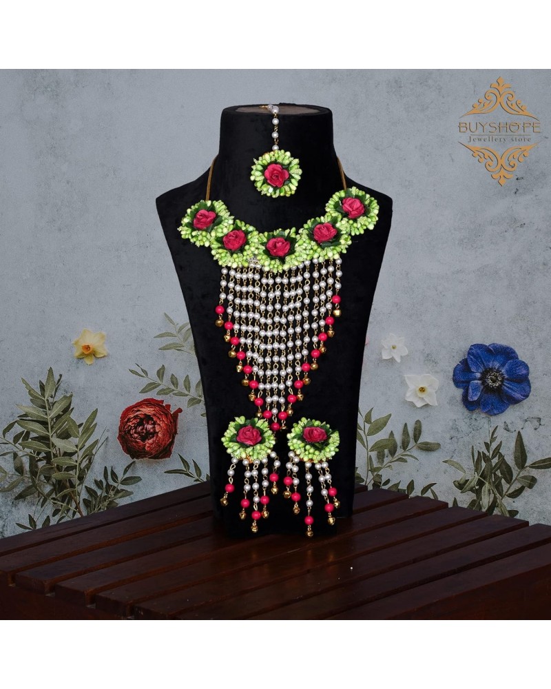 Dazzlegems Indian Flower Gota Patti Jewelry Set For Haldi Mehandi Baby Shower Wedding Women Girls,Best Gift For New Year $16....