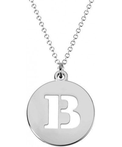 10K White Gold Intial Disc Cutout Pendant by JEWLR 18.0 Inches B $91.35 Necklaces