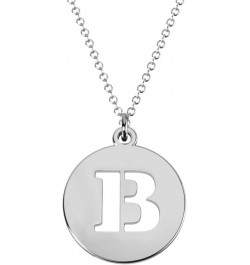 10K White Gold Intial Disc Cutout Pendant by JEWLR 18.0 Inches B $91.35 Necklaces