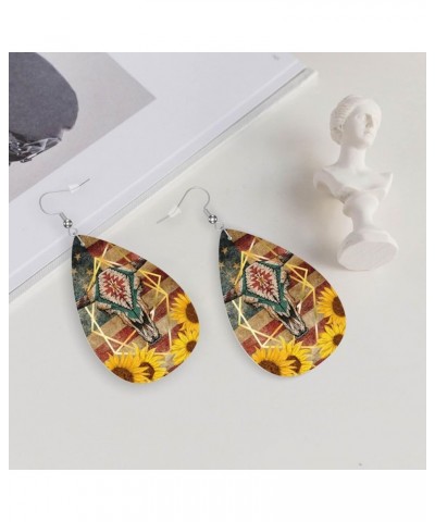 Faux Leather Teardrop Earrings For Teen Girls Women Drop Dangle Earrings Gift Brown 1 $6.18 Earrings