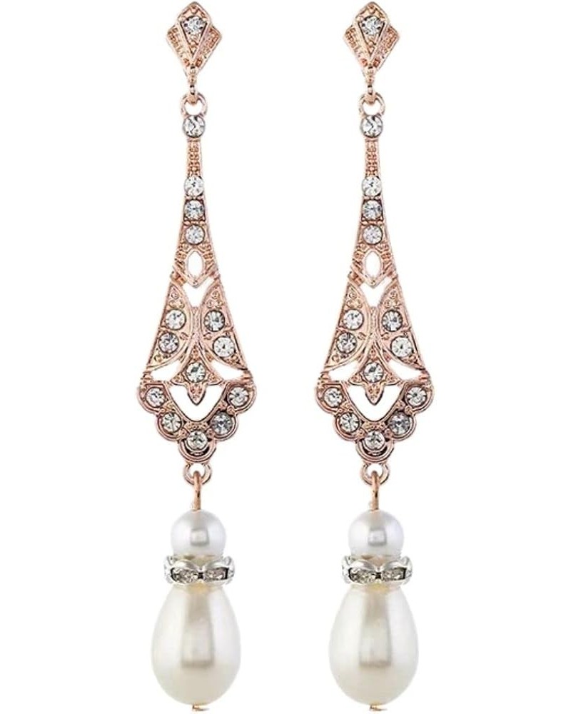 1920s Vintage Flapper Pearl Earrings Art Deco Earrings Roaring 20s Flapper Jewelry Wedding Dangle Earrings Women Girls Gift C...