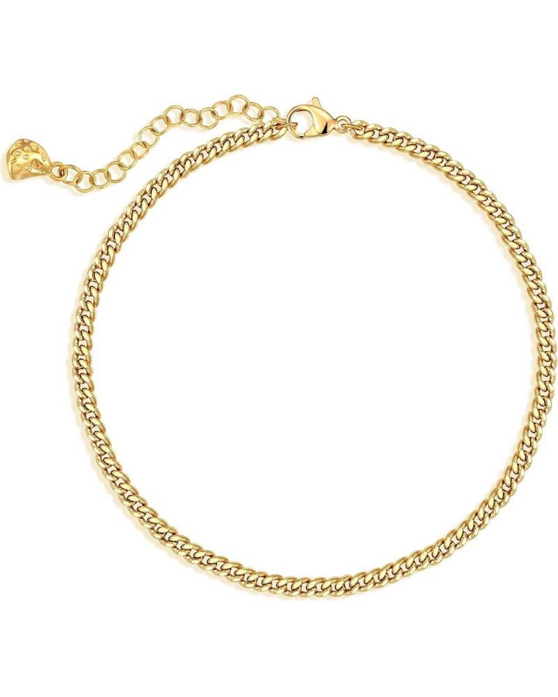 Gold Chain Anklets for Women 18K Gold Vacuum Plated, Adjustable Ankle Bracelets for Women, Beads Rhombus Link Lace Anklets Su...