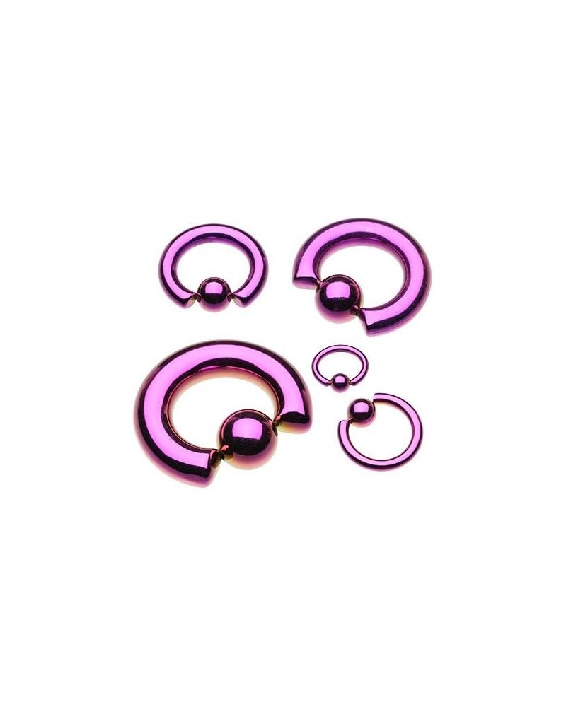 Basic Steel Captive Bead Ring 316L Surgical Steel (Sold Individually) 4g 16mm (10mm Ball) Purple $8.95 Body Jewelry