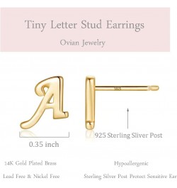 Initial Stud Earrings for Women S925 Sterling Silver Post 14K Gold Plated Tiny Letter Earrings Hypoallergenic Personalized Ea...