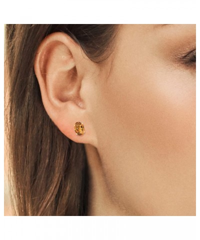 Orange Red Madeira Citrine Yellow Gold Plated Stud Earrings For Women (1.40 Cttw, Gemstone, Oval 7X5MM) $13.12 Earrings