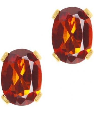 Orange Red Madeira Citrine Yellow Gold Plated Stud Earrings For Women (1.40 Cttw, Gemstone, Oval 7X5MM) $13.12 Earrings