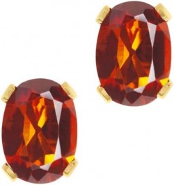 Orange Red Madeira Citrine Yellow Gold Plated Stud Earrings For Women (1.40 Cttw, Gemstone, Oval 7X5MM) $13.12 Earrings