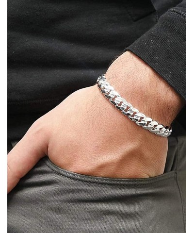 925 Sterling Silver Cuban Link Chain Bracelet 5/8mm Silver Bracelet for Men Women Silver Bracelet 6.5-9 Inches Silver 8mm 8.5...