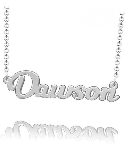 Personalized Dawson Name Necklace Stainless Steel Plated Custom Made of Last Name Gift for Family Font9-Silver $12.75 Necklaces