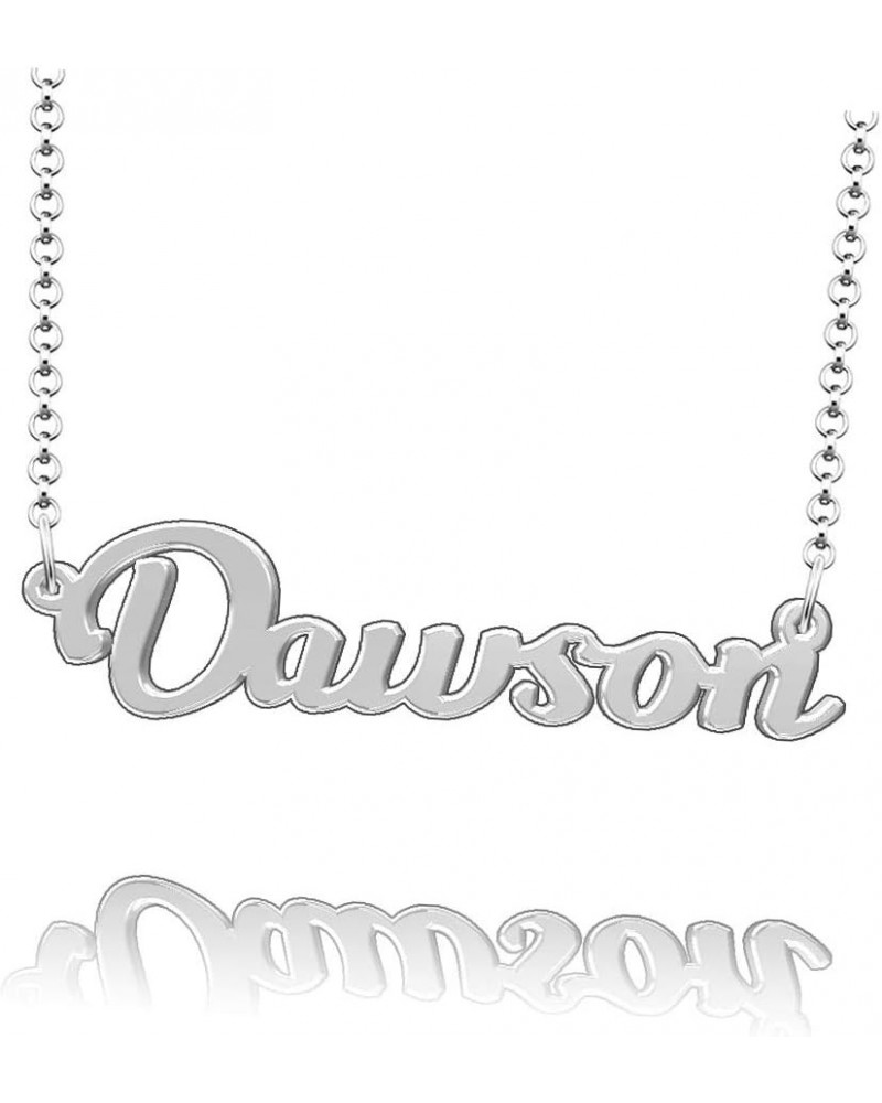 Personalized Dawson Name Necklace Stainless Steel Plated Custom Made of Last Name Gift for Family Font9-Silver $12.75 Necklaces