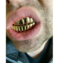 Solid 925 Sterling Silver Grillz - 14K Yellow Gold Finish - 6 Or 8 Tooth Or Single Caps/Top & Bottom Grills For Teeth - Real ...