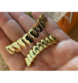 Solid 925 Sterling Silver Grillz - 14K Yellow Gold Finish - 6 Or 8 Tooth Or Single Caps/Top & Bottom Grills For Teeth - Real ...