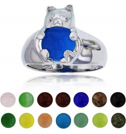 925 Sterling Silver Genuine and Simulated 14 Color Interchangeable Gemstone Set Fashion Ring Teddy Bear $18.45 Rings