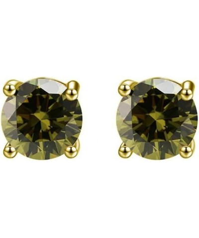 24k Yellow Gold Plated 2 Cttw Round Stud Earrings Peridot $7.40 Earrings