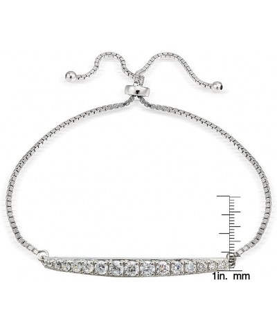 Sterling Silver Cubic Zirconia Graduated Bar Adjustable Pull String Bracelet Sterling Silver $18.19 Bracelets