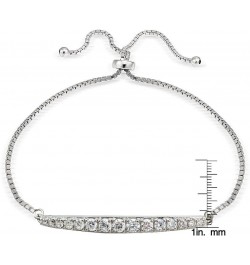 Sterling Silver Cubic Zirconia Graduated Bar Adjustable Pull String Bracelet Sterling Silver $18.19 Bracelets