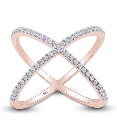 White Cubic Zirconia Criss Cross Single X Fashion Ring in 14k Gold Over Sterling Silver (0.64 cttw) rose-gold-plated-silver $...