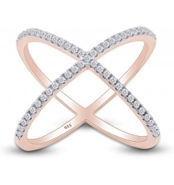 White Cubic Zirconia Criss Cross Single X Fashion Ring in 14k Gold Over Sterling Silver (0.64 cttw) rose-gold-plated-silver $...