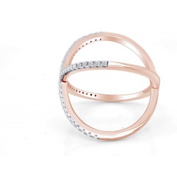 White Cubic Zirconia Criss Cross Single X Fashion Ring in 14k Gold Over Sterling Silver (0.64 cttw) rose-gold-plated-silver $...