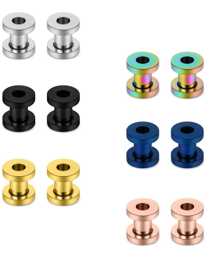 12PCS Mix Color Screw Ear Tunnels Stretching Kit Stainless Steel Gauge Plugs Set Expanders Same Sizes 16G-00G 4G-5mm $8.39 Bo...