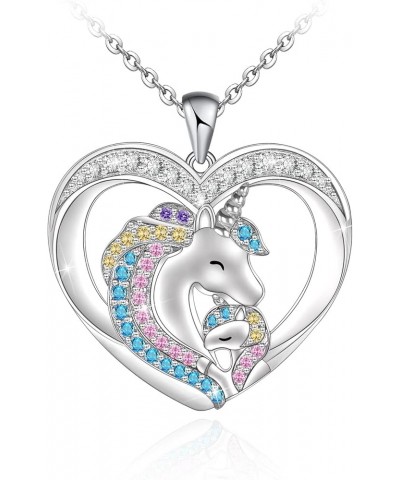 Unicorn Necklace 925 Sterling Silver I Love You Forever Necklaces Unicorn Gifts for Girls Women Her Wife Daughter Heart $11.7...