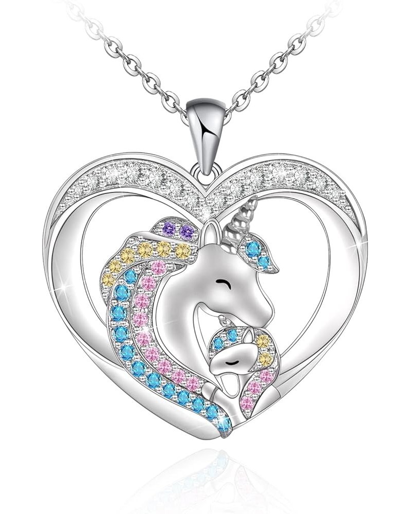 Unicorn Necklace 925 Sterling Silver I Love You Forever Necklaces Unicorn Gifts for Girls Women Her Wife Daughter Heart $11.7...