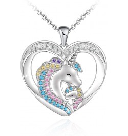 Unicorn Necklace 925 Sterling Silver I Love You Forever Necklaces Unicorn Gifts for Girls Women Her Wife Daughter Heart $11.7...