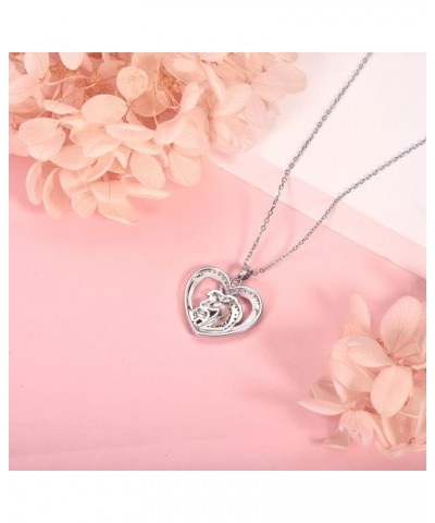 Unicorn Necklace 925 Sterling Silver I Love You Forever Necklaces Unicorn Gifts for Girls Women Her Wife Daughter Heart $11.7...