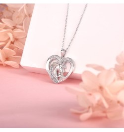 Unicorn Necklace 925 Sterling Silver I Love You Forever Necklaces Unicorn Gifts for Girls Women Her Wife Daughter Heart $11.7...