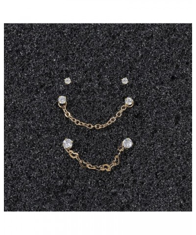 20G Nose Rings 2mm 2.5mm 3mm CZ Nose Studs with Chain Surgical Steel Nose Piercing Jewelry Nose Ring Studs Gold, Nose Studs, ...