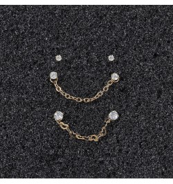 20G Nose Rings 2mm 2.5mm 3mm CZ Nose Studs with Chain Surgical Steel Nose Piercing Jewelry Nose Ring Studs Gold, Nose Studs, ...