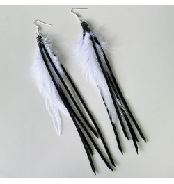 Women Faux Feather Earrings Handmade Bohemian Faux Leather Fringe Tassel Long Drop Dangle Earrings with Dream Catcher Design ...