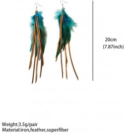 Women Faux Feather Earrings Handmade Bohemian Faux Leather Fringe Tassel Long Drop Dangle Earrings with Dream Catcher Design ...