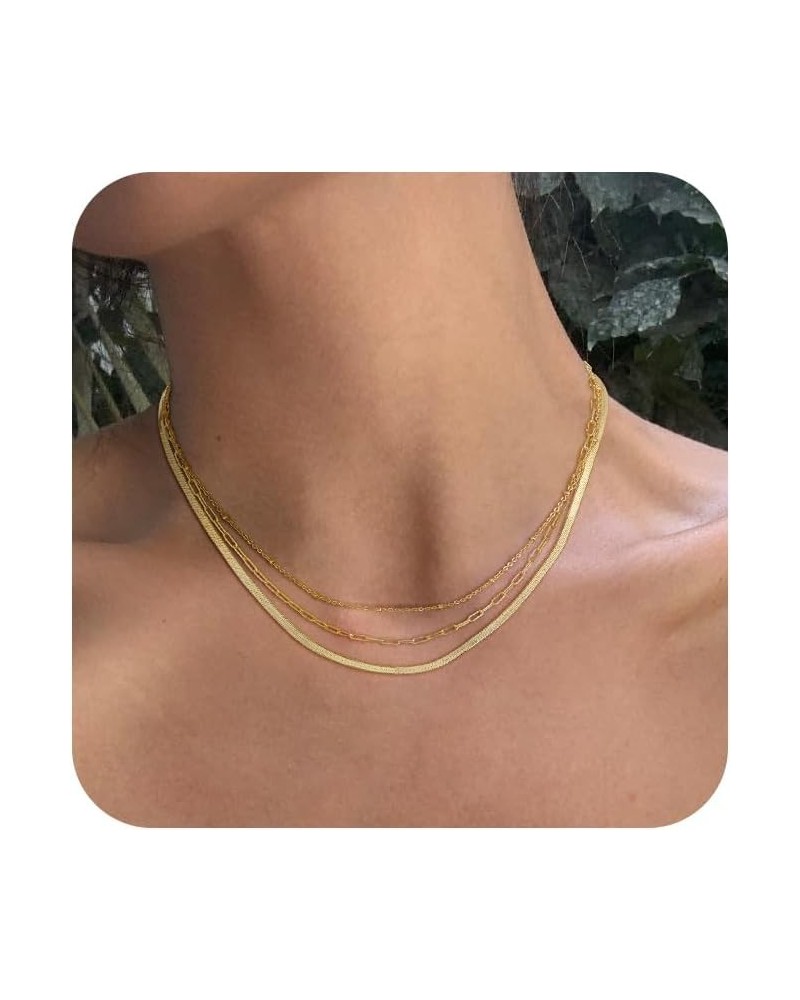 Choker Necklace for Women Dainty 14k Gold Plated Chunky Snake Chain Necklace Layered Gold Simple Trendy Gold Jewelry Gift for...