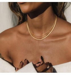 Choker Necklace for Women Dainty 14k Gold Plated Chunky Snake Chain Necklace Layered Gold Simple Trendy Gold Jewelry Gift for...