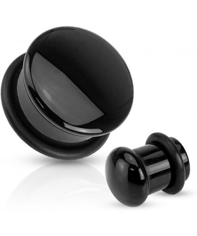 Black Agate Natural Stone Domed Single Flared Plugs with Black O Ring, Sold as a Pair 14mm (9/16") $9.05 Body Jewelry