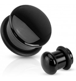 Black Agate Natural Stone Domed Single Flared Plugs with Black O Ring, Sold as a Pair 14mm (9/16") $9.05 Body Jewelry