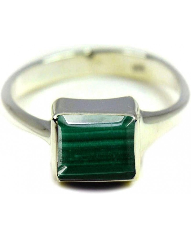 Choose Your Natural Gemstone Ring Square Shape 925 Sterling Silver Faceted Birthstones Jewelry natural-faceted malachite $19....