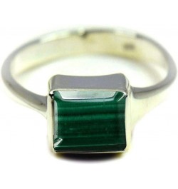 Choose Your Natural Gemstone Ring Square Shape 925 Sterling Silver Faceted Birthstones Jewelry natural-faceted malachite $19....