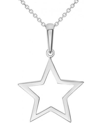 14k White Gold Open Star Charm Pendant Necklace 16.0 Inches $72.50 Necklaces